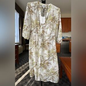 41 Hawthorn Cream & Green Puff Sleeve Sundress Sz M. NWT